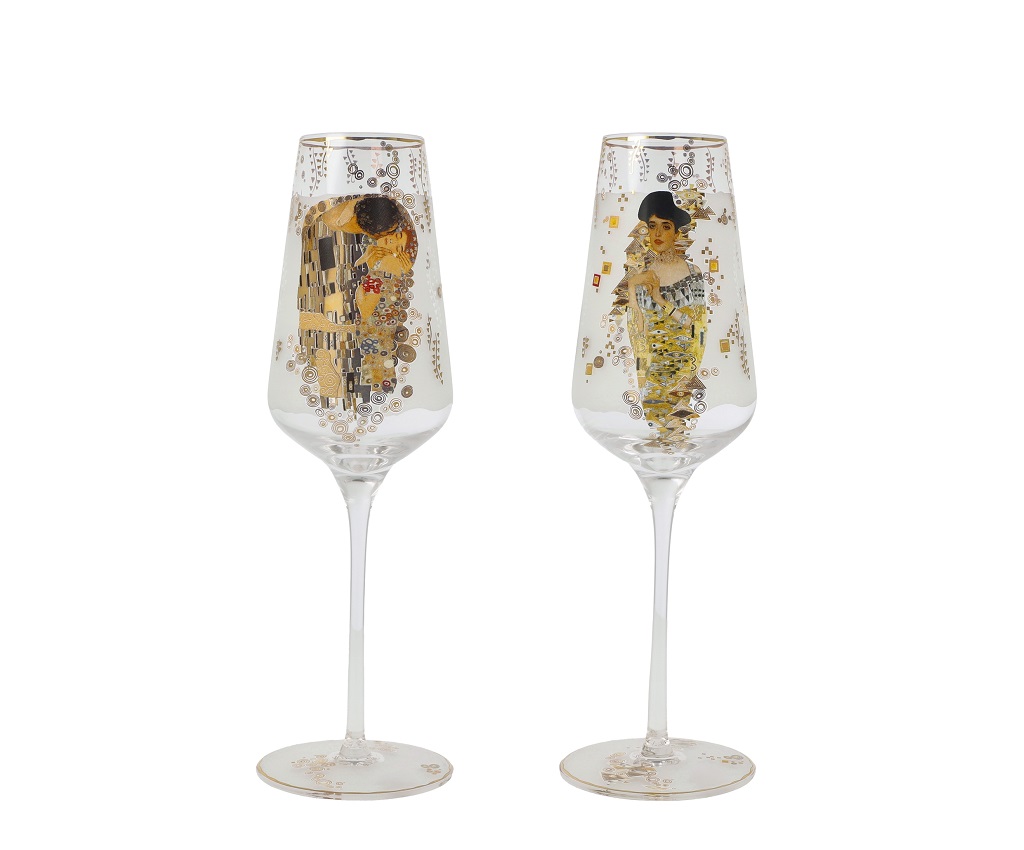The Kiss &amp; Adele Bloch-Bauer - Champagne Glasses Gift Set Artis Orbis Gustav Klimt